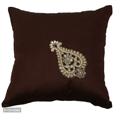 Clasiko Cushion Covers Set of 5 with Motif; Color - Pink; Raw Silk Fabric; 12x12 Inches; Color Fastness Guarantee-thumb4