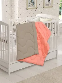 Clasiko Babies & Kids All Season Reversible Crib Blanket; 200 GSM; 0-8 Years; Size - 45x60 Inches; Taupe & Candy Peach-thumb1