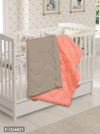 Clasiko Babies & Kids All Season Reversible Crib Blanket; 200 GSM; 0-8 Years; Size - 45x60 Inches; Taupe & Candy Peach-thumb2