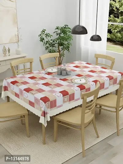 Clasiko 6 Seater PVC Table Cover; Red & White Checks; Anti Slip; 60x90 Inches