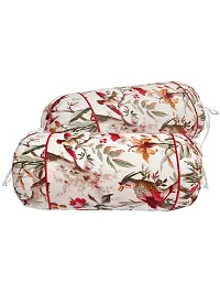 Clasiko? Cotton Bolster Covers; Set of 2; 210 TC; Red & Green Bird; 30x15 Inches-thumb2