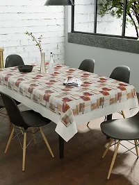 Clasiko Flowered Anti Slip Rectangular Dining Table Cover 6 Seater (Dark Brown Checks with Dots , 60x90 Inches,Polyvinyl Chloride, Pack of 1)-thumb1