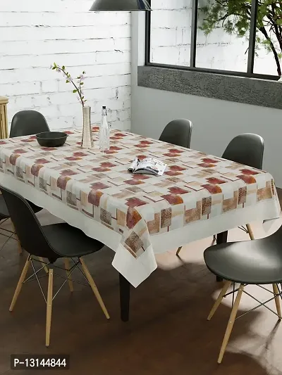 Clasiko Flowered Anti Slip Rectangular Dining Table Cover 6 Seater (Dark Brown Checks with Dots , 60x90 Inches,Polyvinyl Chloride, Pack of 1)-thumb2