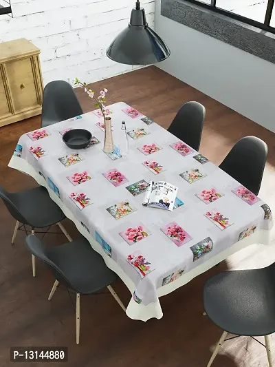 Clasiko 6 Seater PVC Table Cover; Pink Roses Blue Plants; Anti Slip; 60x90 Inches; 6 Seater-thumb5