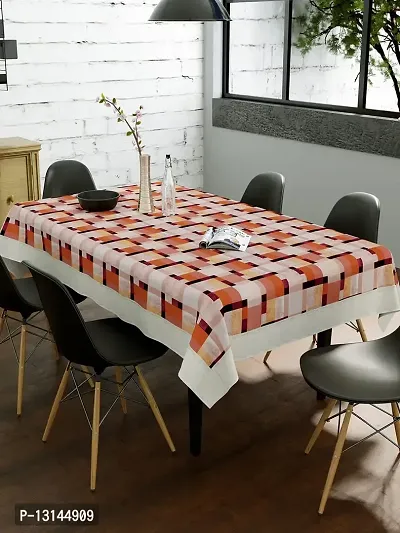 Clasiko 6 Seater PVC Table Cover; Black, Orange & Maroon Checks; Anti Slip; 60x90 Inches; 6 Seater