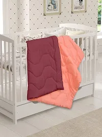 Clasiko Babies & Kids All Season Reversible Crib Blanket; 200 GSM; 0-8 Years; Size - 45x60 Inches; Maroon & Candy Peach-thumb1