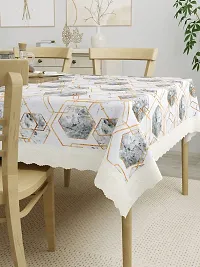 Clasiko 4 Seater PVC Table Cover; Grey & White Marble Print; Anti Slip; 54x78 Inches; 4 Seater-thumb2