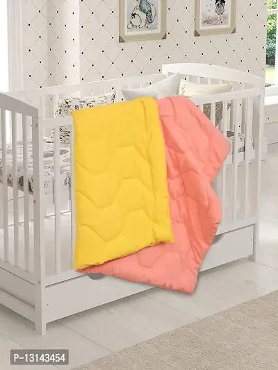 Clasiko Babies & Kids All Season Reversible Crib Blanket; 200 GSM; 0-8 Years; Size - 45x60 Inches; Candy Peach & Yellow