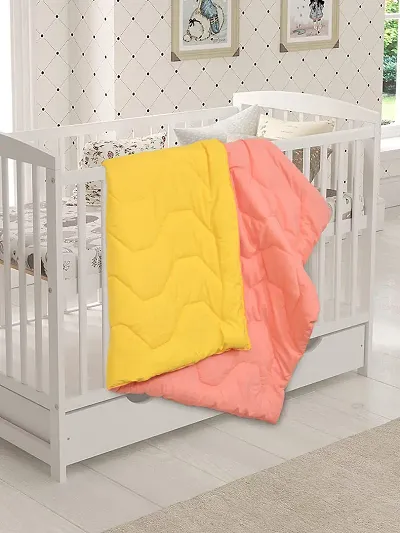 Clasiko Babies & Kids All Season Reversible Comforter; 200 GSM; 0-8 Years; Size - 45x60 Inches; Candy Peach & Yellow