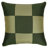 Clasiko Cushion Covers Set of 5 Dark & Light Green Checks; Raw Silk Fabric; 12x12 Inches; Color Fastness Guarantee-thumb3