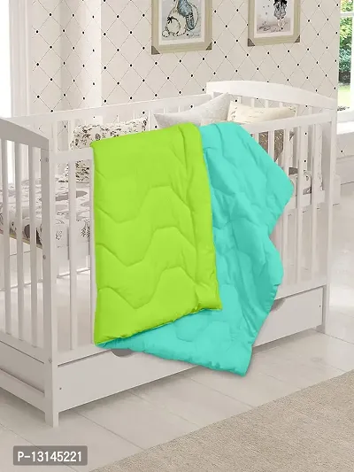Clasiko Babies & Kids All Season Reversible Crib Blanket; 200 GSM; 0-8 Years; Size - 45x60 Inches; Green & Sea Green-thumb2