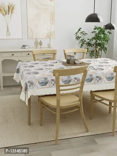 Clasiko 4 Seater PVC Table Cover; Grey & White Marble Print; Anti Slip; 54x78 Inches; 4 Seater-thumb2