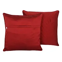 Clasiko Cushion Covers Set of 5 Maroon Quilted; Raw Silk Fabric; 16x16 Inches; Color Fastness Guarantee-thumb3