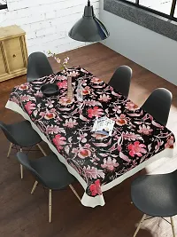 Clasiko 6 Seater PVC Table Cover; Pink Flowers On Black Base; Anti Slip; 60x90 Inches; 6 Seater-thumb1