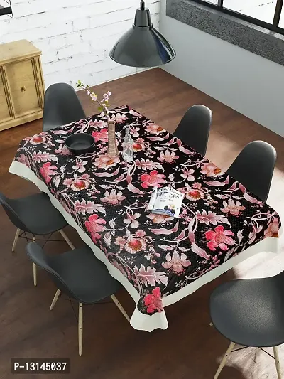 Clasiko 6 Seater PVC Table Cover; Pink Flowers On Black Base; Anti Slip; 60x90 Inches; 6 Seater-thumb2
