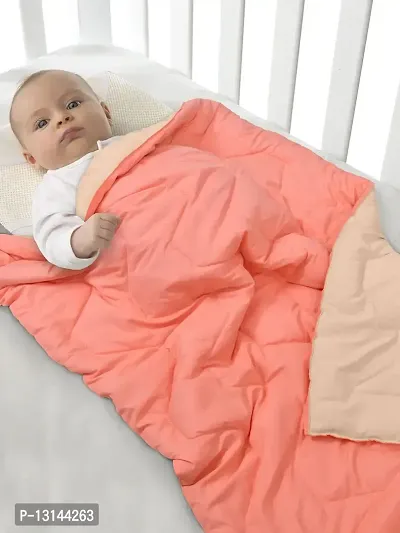 Clasiko Babies & Kids All Season Reversible Crib Blanket; 200 GSM; 0-8 Years; Size - 45x60 Inches; Candy Peach & Cream