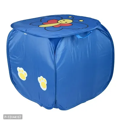 Clasiko Square Laundry Basket for Home Cloth Storage Bag; Shape - Square; Color - Blue-thumb0