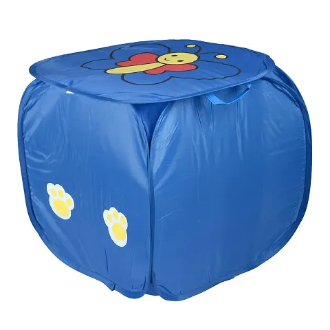 Clasiko Square Laundry Basket for Home Cloth Storage Bag; Shape - Square; Color - Blue