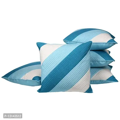 Clasiko Raw Silk 250 TC Cushion Cover, 12 x 12 Inch, Light Blue, Dark Blue , White, 5 Pieces