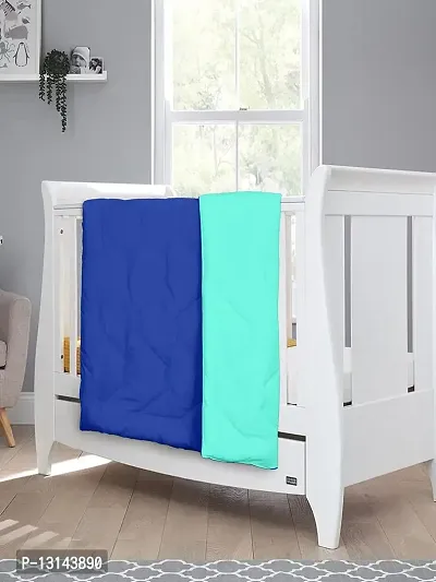 Clasiko Babies & Kids All Season Reversible Crib Blanket; 200 GSM; 0-8 Years; Size - 45x60 Inches; Blue & Sea Green-thumb3