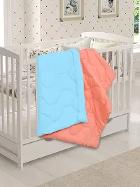 Clasiko Babies & Kids All Season Reversible Crib Blanket; 200 GSM; 0-8 Years; Size - 45x60 Inches; Aqua & Candy Peach-thumb1