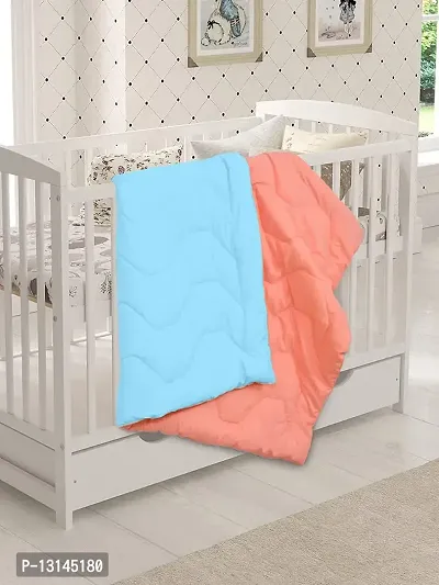 Clasiko Babies & Kids All Season Reversible Crib Blanket; 200 GSM; 0-8 Years; Size - 45x60 Inches; Aqua & Candy Peach-thumb2