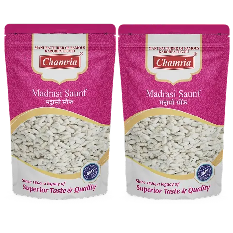 Chamria Madrasi Saunf Mouth Freshener 120 Gm Pouch (Pack of 2)