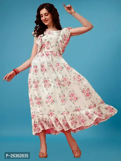Attractive Printed fit and flared dress-thumb4