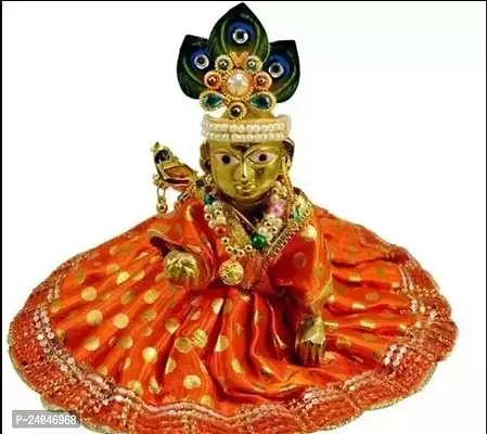 Ventures Laddu Gopal Statue Pital Brass Murti With Dress Combo For Kanha Ji For Janmastami Pooja-thumb0