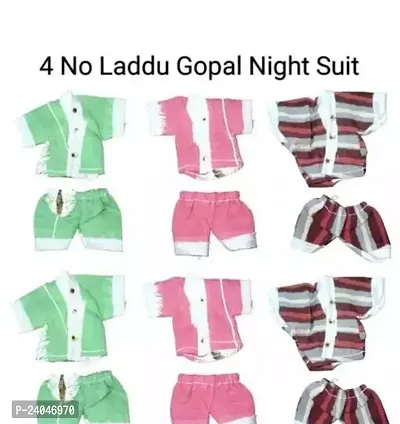 4 No Laddu Gopal Thakur Ji Kanha Ji Radha Rani Night Suit Dress Pack Of 6-thumb0