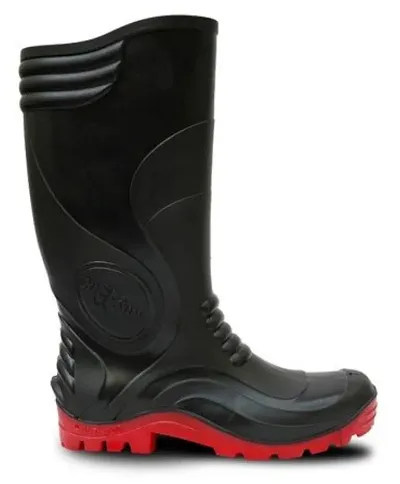 Stride Through Rainy Days with Confidence: Hillson Sherpa Black/Red Men's Rainwear Gumboots - Exclusive on GlowRoad!