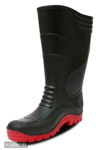 Stride Through Rainy Days with Confidence: Hillson Sherpa Black/Red Men's Rainwear Gumboots - Exclusive on GlowRoad!-thumb3