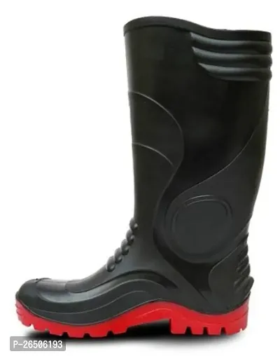 Stride Through Rainy Days with Confidence: Hillson Sherpa Black/Red Men's Rainwear Gumboots - Exclusive on GlowRoad!-thumb2