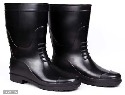 Stride in Style: Hillson Chota Hathi Plain Black Gumboots for Men - Unmatched Comfort and Durability-thumb0