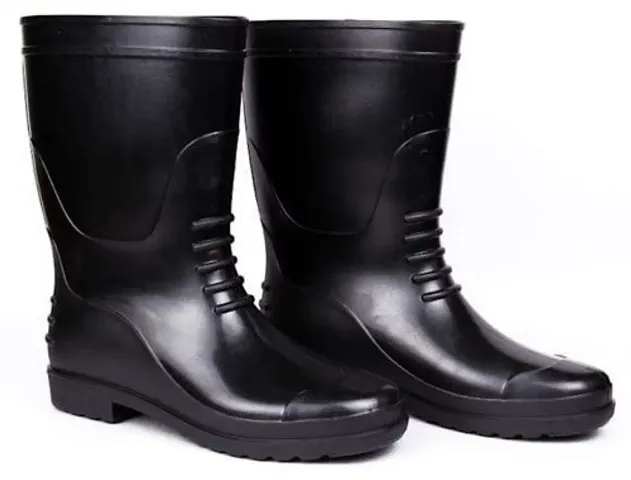 Stride in Style: Hillson Chota Hathi Plain Black Gumboots for Men - Unmatched Comfort and Durability