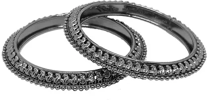 Metal Black Silver Bangle Set  (Pack Of 18)-thumb2