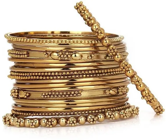 Classic Gold Plated Bangles Set with American Diamonds