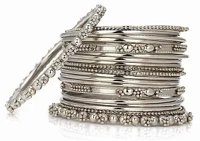 Brass Silver Bangle Set  (Pack Of 18)-thumb1