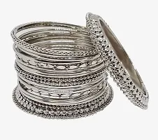 Metal Silver Coated Bangle Set  (Pack Of 18)-thumb1