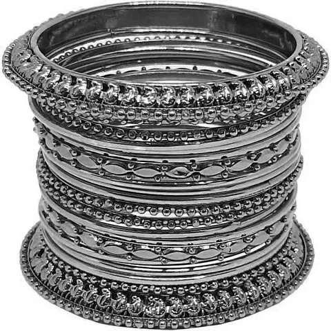 Metal Coated Bangle Set (Pack Of 18)