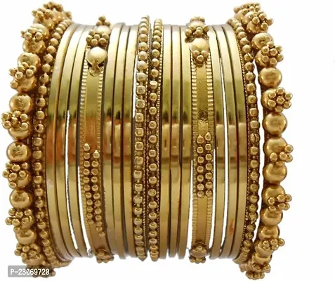 Brass Gold-Plated Bangle Set  (Pack Of 18)-thumb2