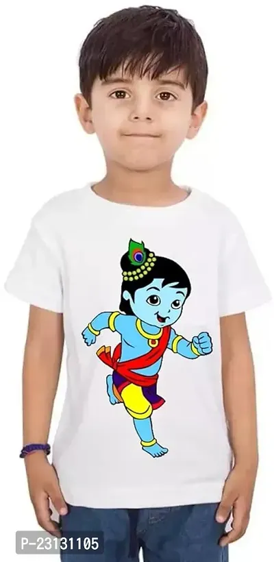 Elegant White Polycotton Printed T-Shirts For Kids-thumb0