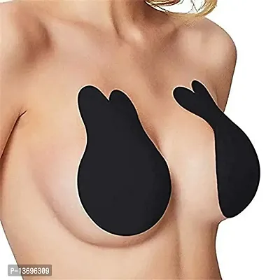 LALEY Women Breast Lifting Bra for Women, Invisible Lift/Push up Strapless Backless Bra Sticky Nipple Cover Cup Tape Reusable, 1 Pair, (Color-Black)-thumb0