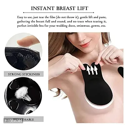 LALEY Women Breast Lifting Bra for Women, Invisible Lift/Push up Strapless Backless Bra Sticky Nipple Cover Cup Tape Reusable, 1 Pair, (Color-Black)-thumb5