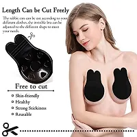LALEY Women Breast Lifting Bra for Women, Invisible Lift/Push up Strapless Backless Bra Sticky Nipple Cover Cup Tape Reusable, 1 Pair, (Color-Black)-thumb1