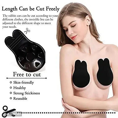 LALEY Women Breast Lifting Bra for Women, Invisible Lift/Push up Strapless Backless Bra Sticky Nipple Cover Cup Tape Reusable, 1 Pair, (Color-Black)-thumb2