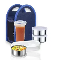 Manya Sale reg; Stainless Steel Lunch Box for School, Office  College with Bag 5 Containers Lunch Box  (330 ml, Thermoware)-thumb4