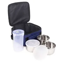 Tiffin Lunchbox with Zipped Thermal Pouch Bag Return Gifts 3 Containers Lunch Box With Bottle  (160 ml)-thumb1