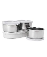 Manya Tiffin Lunchbox with Zipped Thermal Pouch Bag Return Gifts 3 Containers Lunch Box  (160 ml, Thermoware)-thumb2