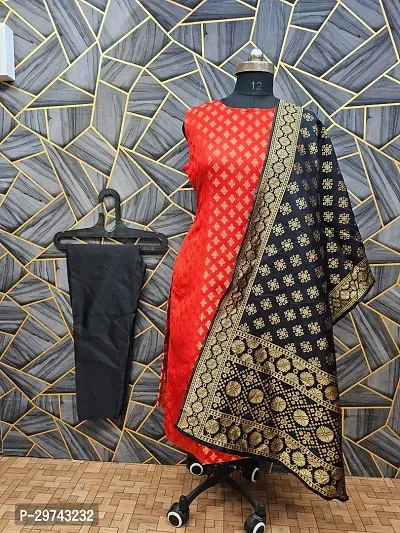 Stylish Jacquard Kurta And Pant With Dupatta Set For Women